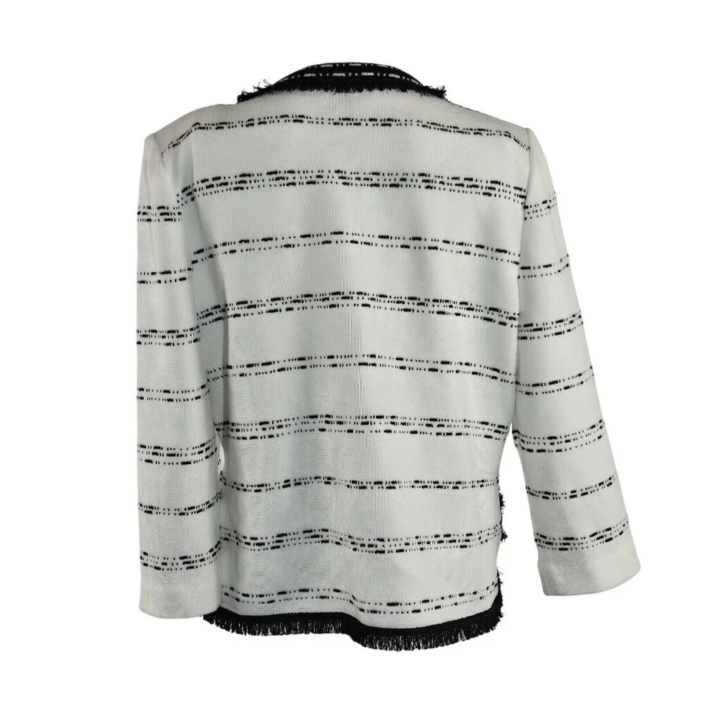 Ming Wang Women's Size XS Striped Blazer Jacket Black White ¾ Sleeve  (42) - Picture 4 of 15